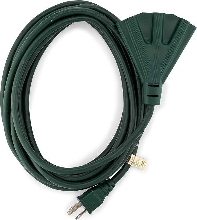 Holiday Lighting Outlet 15-Foot Green Extension Cord, 3-Prong Indoor & Outdoor by HLOLighting