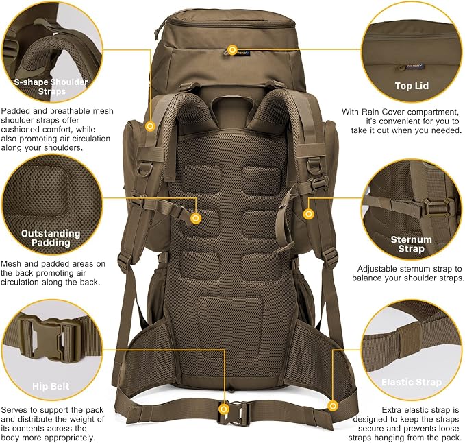 Mardingtop 60L Military Internal Frame Backpack - Image 5