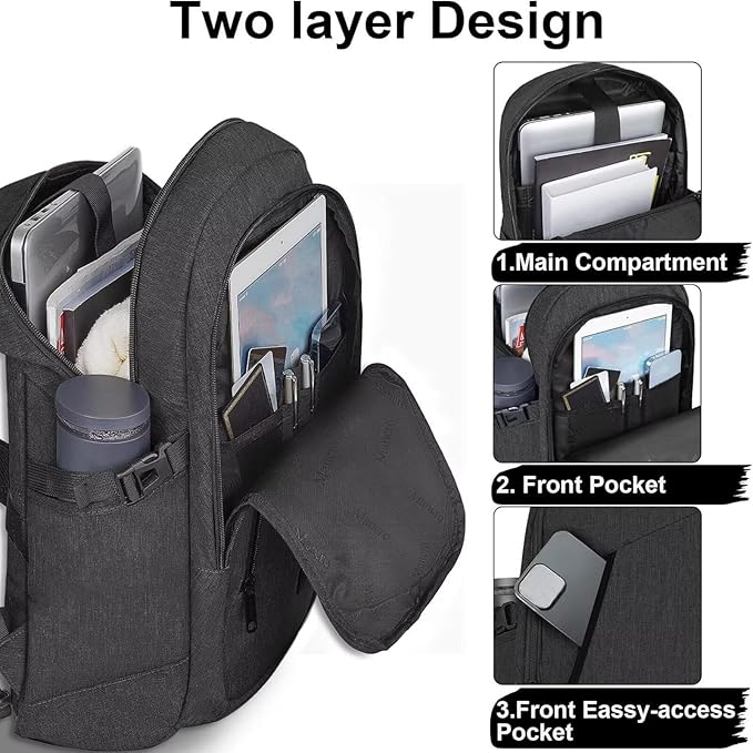 Mancro Business Travel Laptop Backpack, Anti Theft Slim Laptop Bag - Image 2
