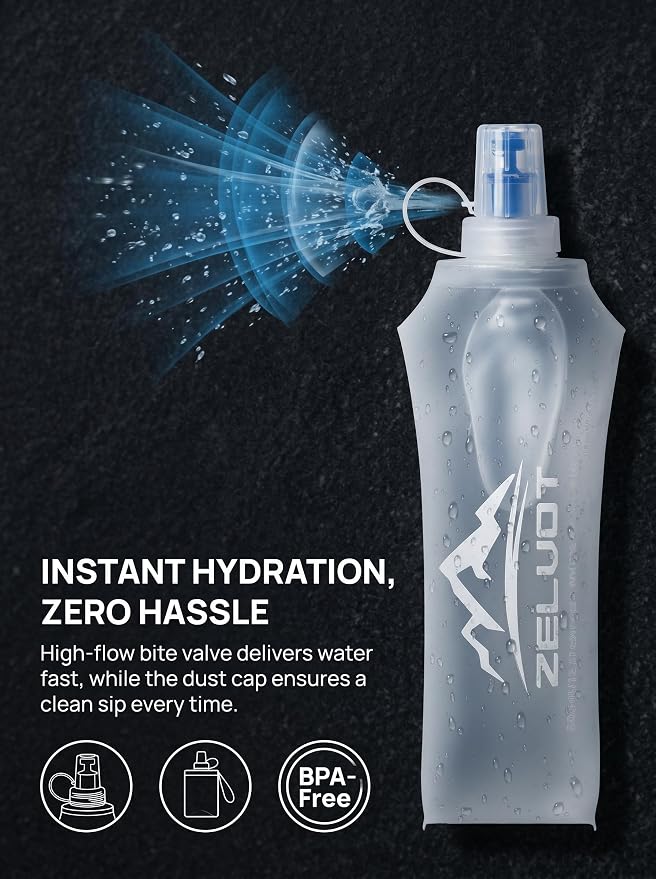 Zelvot Running Vest Soft Flask, BPA-Free 500ml Collapsible Water Bottle - Image 5