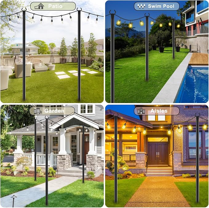 NUERPO 7 Pack String Light Poles, Metal Poles - Image 2