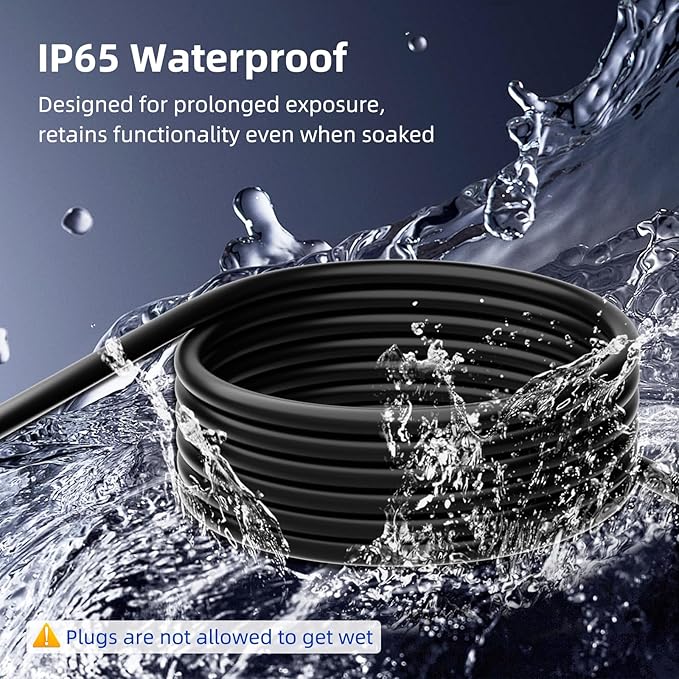 10 FT 3 Outlet Outdoor Extension Cord Waterproof, 16/3 SJTW Black Extension Cord - Image 5