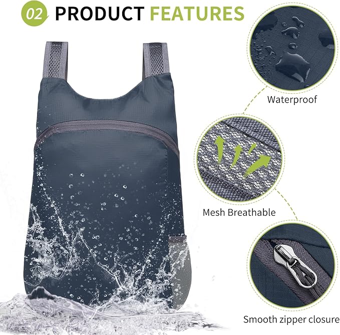 20L Ultra Hiking-Daypack Lightweight Foldable Travel Packable Backpack - Image 4
