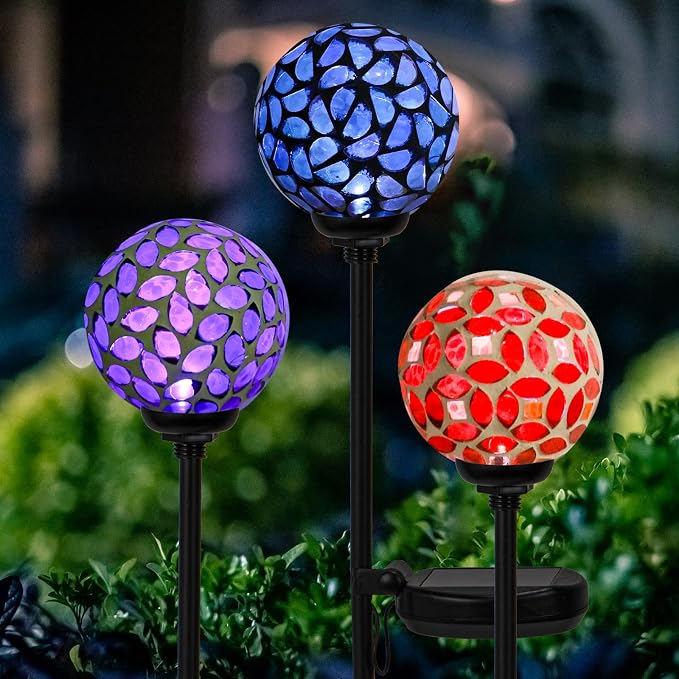 VCUTEKA Solar Garden Decorative Lights Outdoor, Mosaic Solar Light Waterproof - Image 7