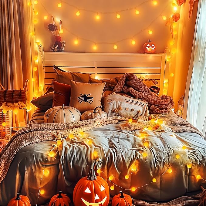 JMEXSUSS Orange String Lights Indoor, Connectable 100 LED Globe String Lights - Image 9