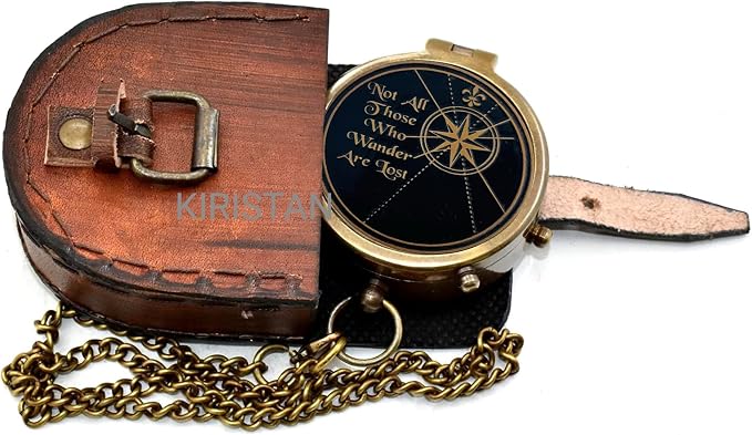 Vintage Brass Compass Not All Those Who Wander are Lost, Engraved Antique - Image 6