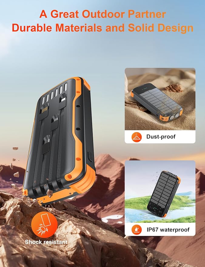 Solar Charger Power Bank, PD 20W Fast Charging External Batter, 40000mAh - Image 8