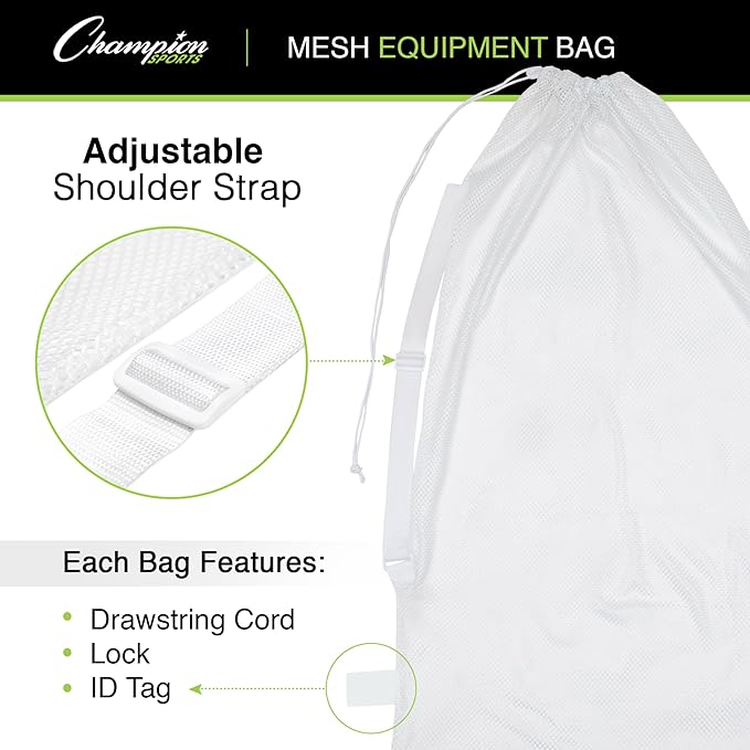 Champion Sports Mesh Equipment Bag – Heavy-Duty Nylon Drawstring Bag - Image 3
