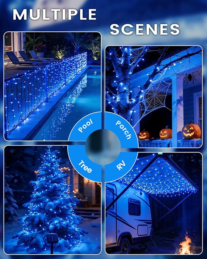 OZS 2PK 240LED Solar String Lights Outdoor Waterproof | Solar Christmas Lights - Image 5