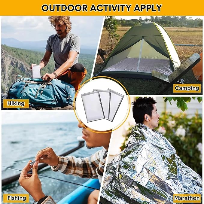 Emergency Survival Blanket, Mylar Thermal Blanket, Gigantic Space Blanket 82" x - Image 4