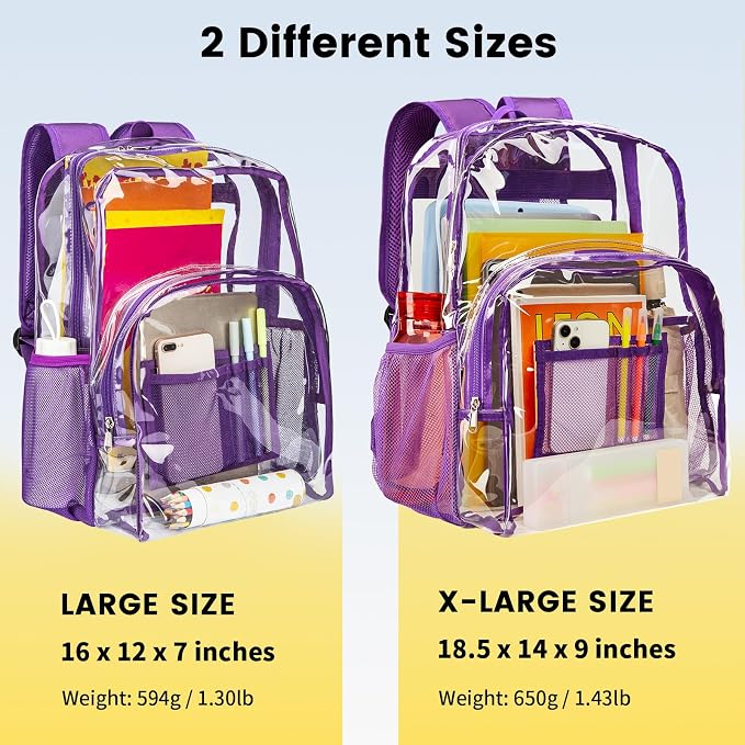 Vorspack Clear Backpack Heavy Duty PVC Transparent Backpack Extra Large Clear - Image 2