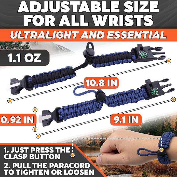 Paracord Bracelets for Men and Women – Adjustable Survival Paracord Bracelet - Image 2