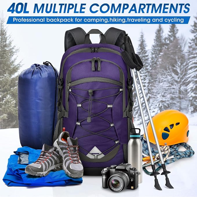 IGOLUMON Hiking Backpack 40L Packable Lightweight Camping Backpack Men Women - Image 7
