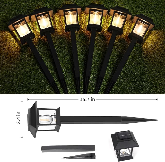 Greluna Solar Lights Outdoor, 6 Pack Waterproof Auto On/Off Solar Pathway Lights - Image 6