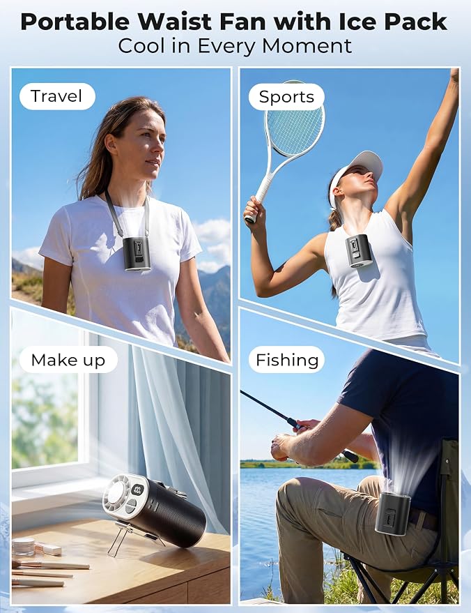 Portable Waist Fan with Ice Cooling, Instant Chill to 50℉, Mother Father Day - Image 6