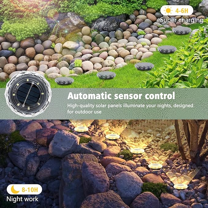 echosari 6 Pack Solar Ground Lights, Upgraded Solar Garden Lights Auto ON/Off - Image 2
