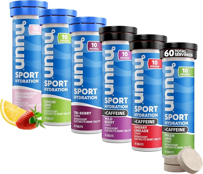 Nuun Sport + Caffeine Electrolyte Tablets – Dissolvable in Water, Variety Pack by Nuun