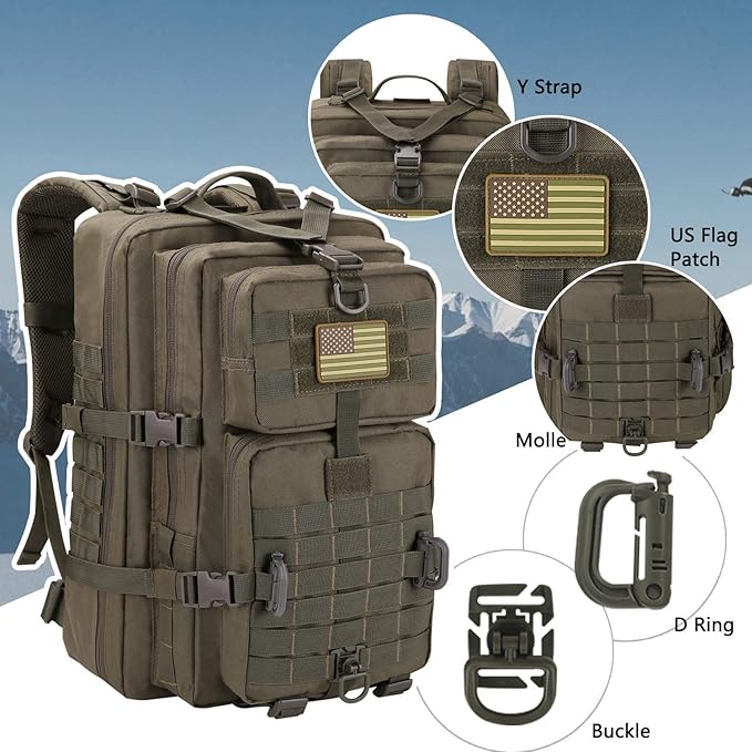 Hannibal Tactical MOLLE Assault Backpack, Tactical Backpack Military Army - Image 4