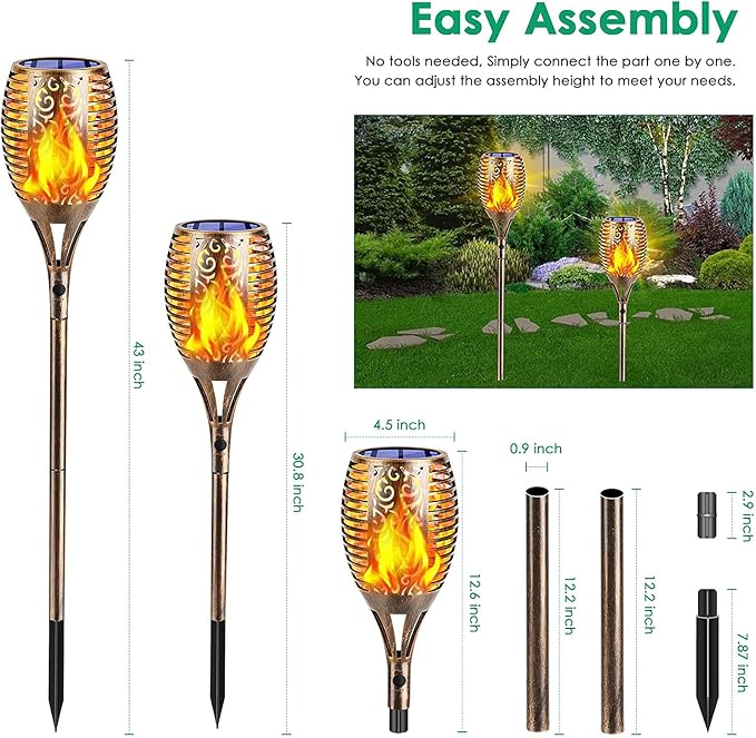 TomCare Solar Lights Outdoor 99 LED Higher & Larger Flickering Flame Solar - Image 3