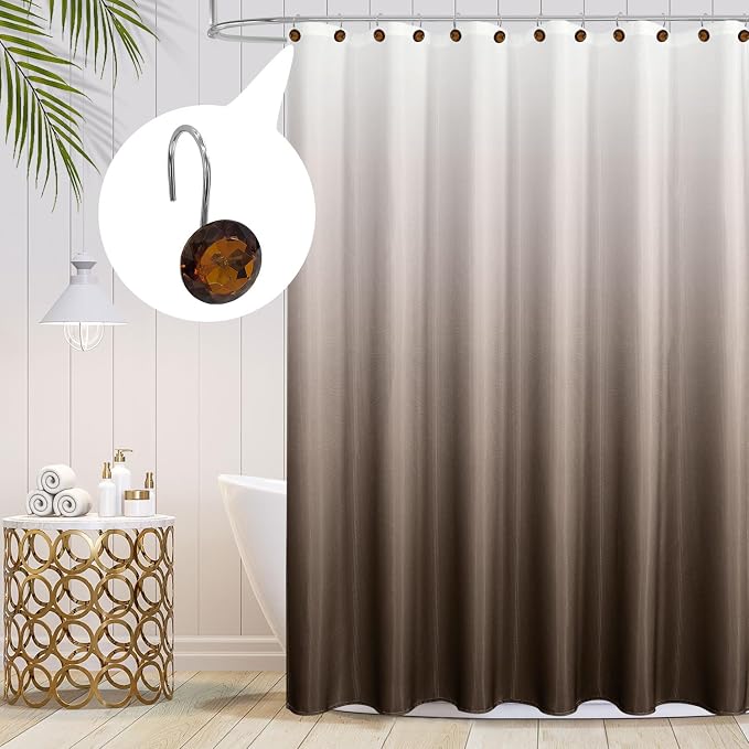 MitoVilla Dark Brown Shower Curtain Hooks Rings, Metal Shower Hooks - Image 2