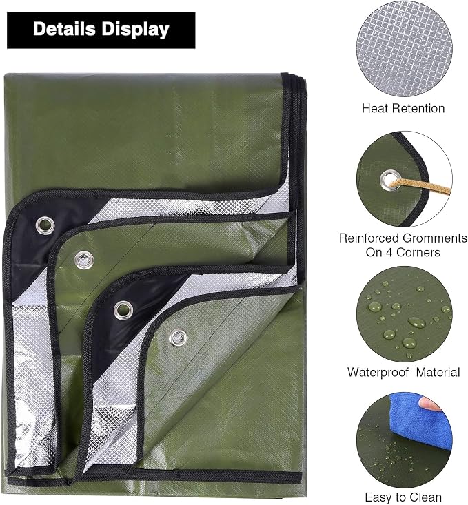 RedSwing 2 Pack Heavy Duty Waterproof Emergency Thermal Tarp, Insulated - Image 3