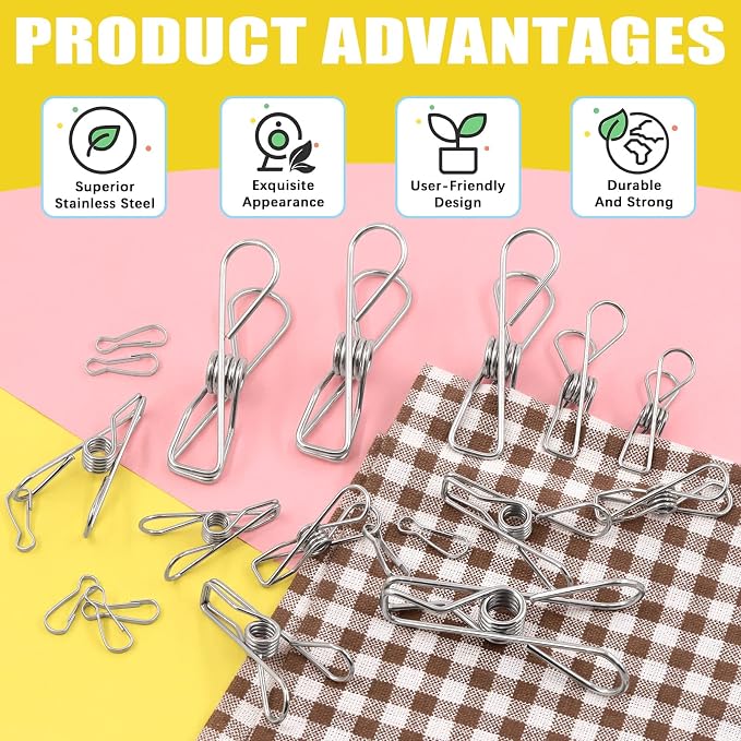 145 Pcs Multi-Purpose Stainless Steel Clothes Pins - Image 4