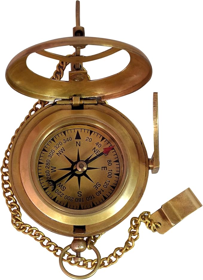 Vintage Brass Sundial Compass - Image 6