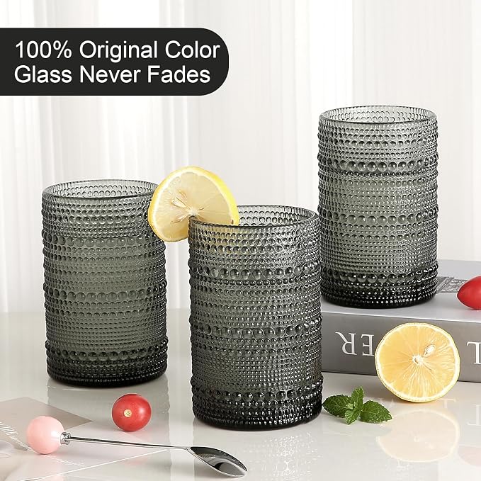 ZMOWIPDL Vintage Glassware Drinking Glasses Set of 6, 15 oz Hobnail Glass Cups - Image 3