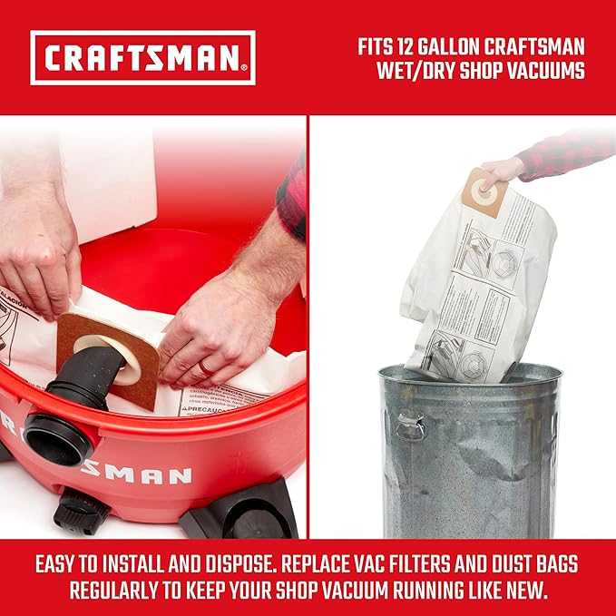 CRAFTSMAN CMXZVBE38735 Genuine Fine Dust Wet Dry Vac Dust Collection Bags - Image 3