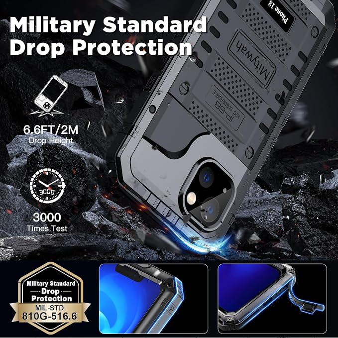 Mitywah Waterproof Case for iPhone 13, Heavy Duty Military Grade Drop - Image 4