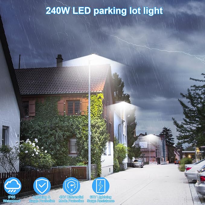 240W LED Parking Lot Light, ETL Listed 36000LM LED Flood Lights Outdoor Dusk to - Image 2