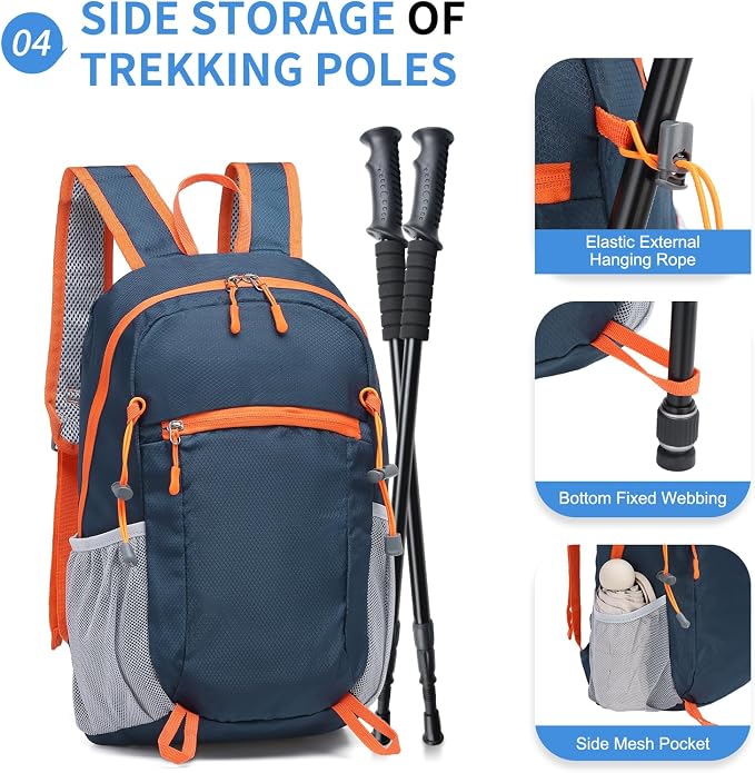 Hiking Daypack Packable, Camping Backpack Water Resistant Lightweight Polyester - Image 5