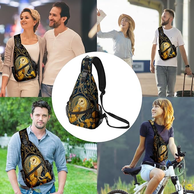 FyLybois Barn Owl Sling Bag for Women Lightweight Crossbody Backpack Casual - Image 2