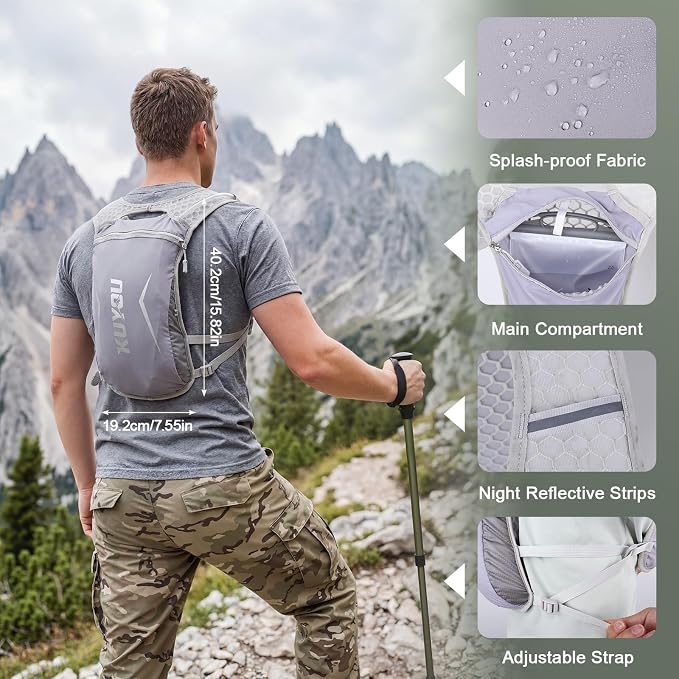 KUYOU Running Vest for Women & Men, Lightweight Hydration Backpack - Image 2