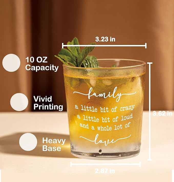 Nogrit Funny Family Quote Whiskey Glasses 10 oz, Best Housewarming Gifts 2025 - Image 2