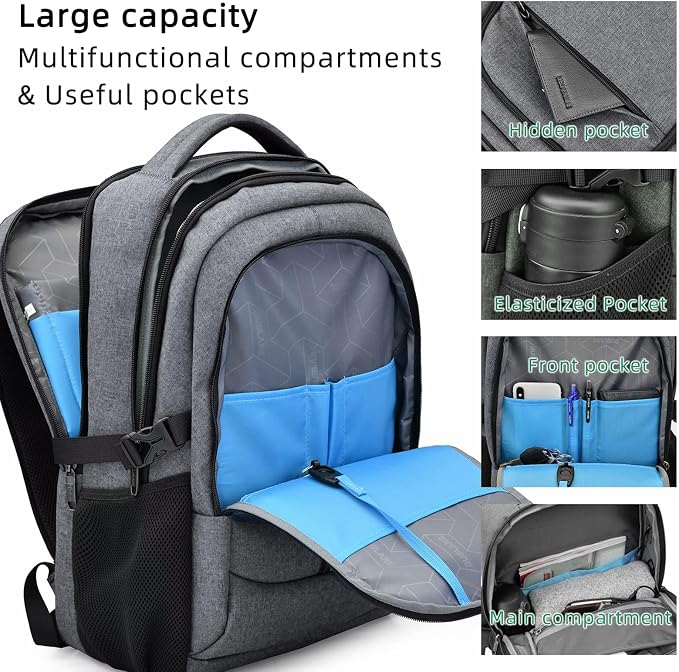 DUSLANG 17 Inch Travel Laptop Backpack Water Resistant College Backpack - Image 4