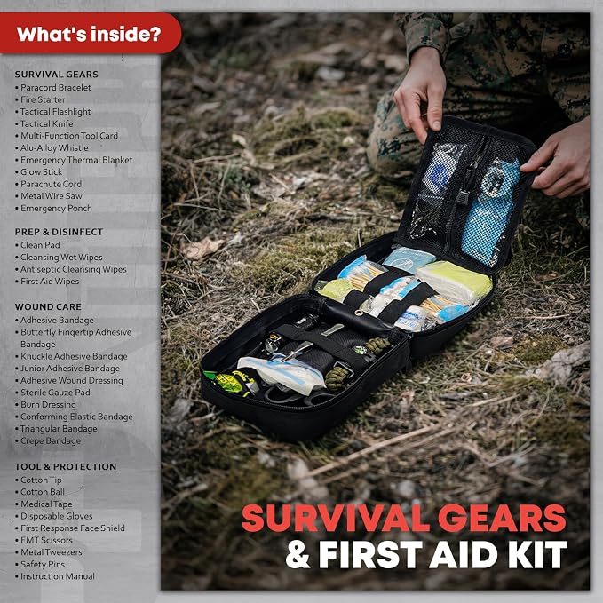 242 Piece First Aid & Survival Kit – Molle Pouch IFAK, 1000D Nylon, Color-Coded - Image 2