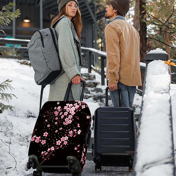 ANNA QUEEN Cherry Blossom Luggage Cover, Elegant Pink Sakura Design Suitcase - Image 2