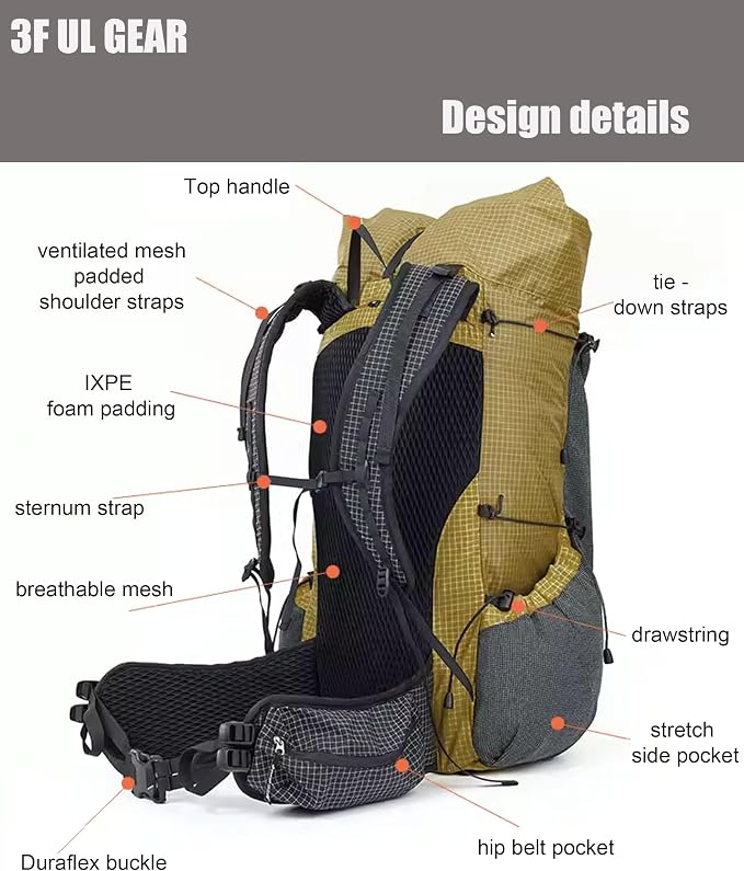 3F UL GEAR 30L+10L UHMWPE Ultralight Waterproof Hiking Backpack Daypack Outdoor - Image 5
