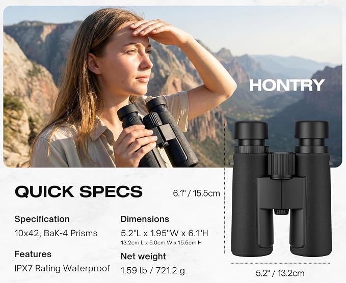 Hontry 10x42 Binoculars with IPX7 Waterproof Protection - Image 2