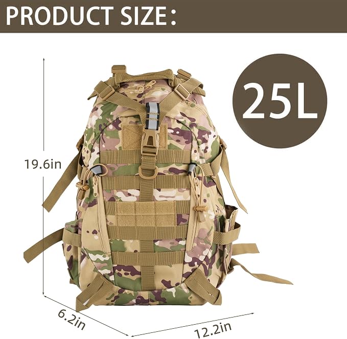 aiGear Tactical Backpack for Men, 25L Military Backpack, 3-Day Bug Out Bag for - Image 3