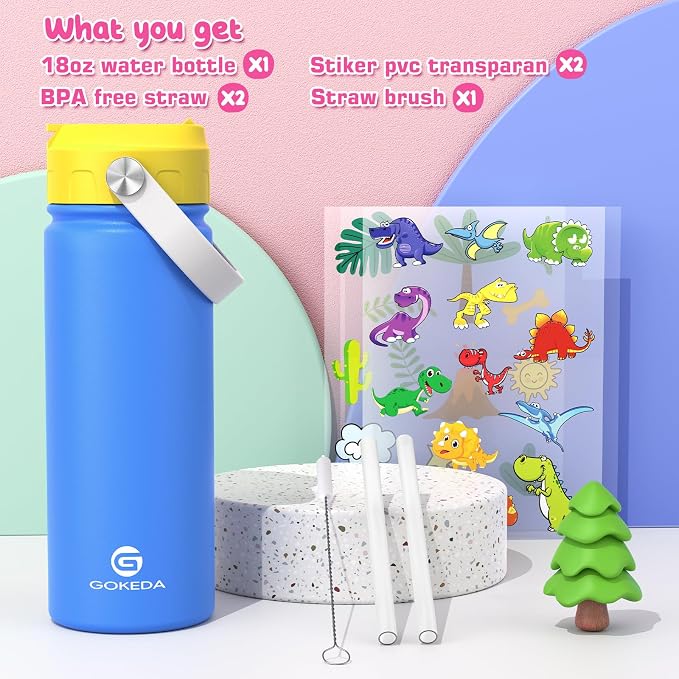 18oz Kids Water Bottle, Insulated Water Bottles - Image 3