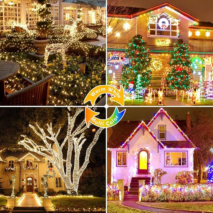 88FT 240LED Connectable String Lights Indoor Outdoor Clear Wire, Warm - Image 6