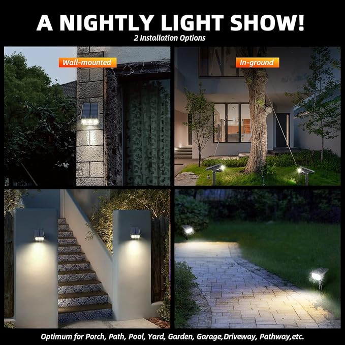 LEREKAM Solar Spot Lights, IP65 Waterproof 40 LED's Landscape Spotlights - Image 3