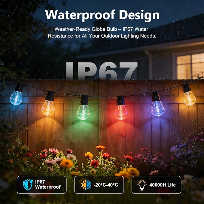Beizelte Outdoor String Lights, 400FT RGB+IC Outside Light Dimmable - Image 2