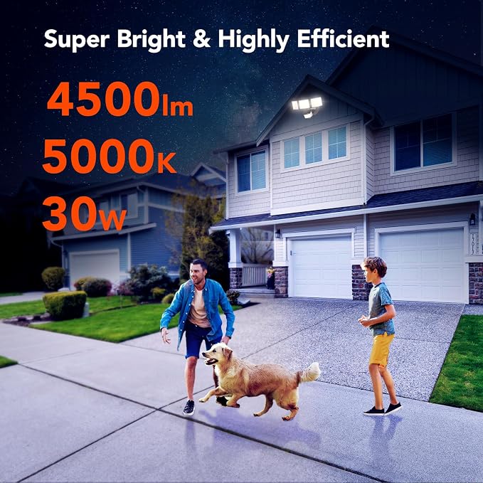 OREiN 2 Pack Motion Sensor Outdoor Flood Light, 30W 4500LM LED Security Light - Image 5