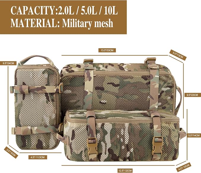 PETAC GEAR 3 PCS Tactical Modular Packing Cubes, Large Capacity Mesh Storage Bag - Image 3