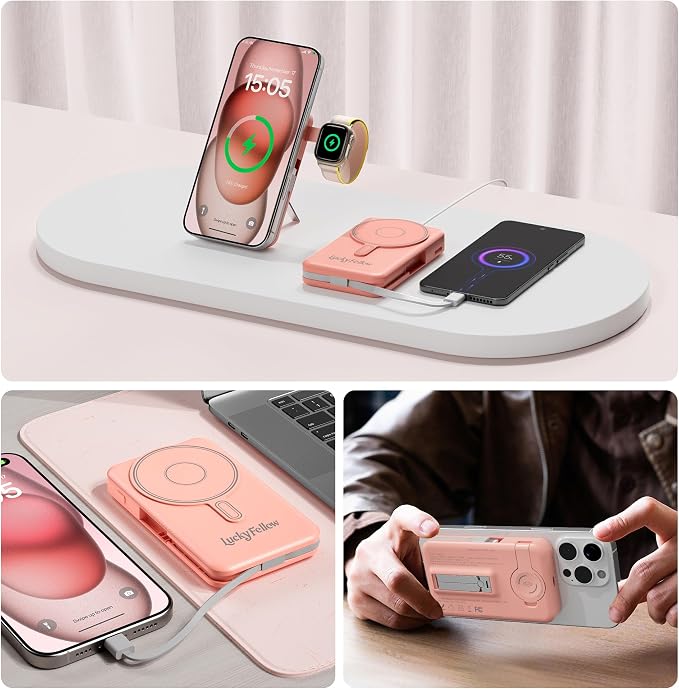 Magnetic Portable Charger Built-in Cables, 10000mAh Fast Charging Wireless - Image 8
