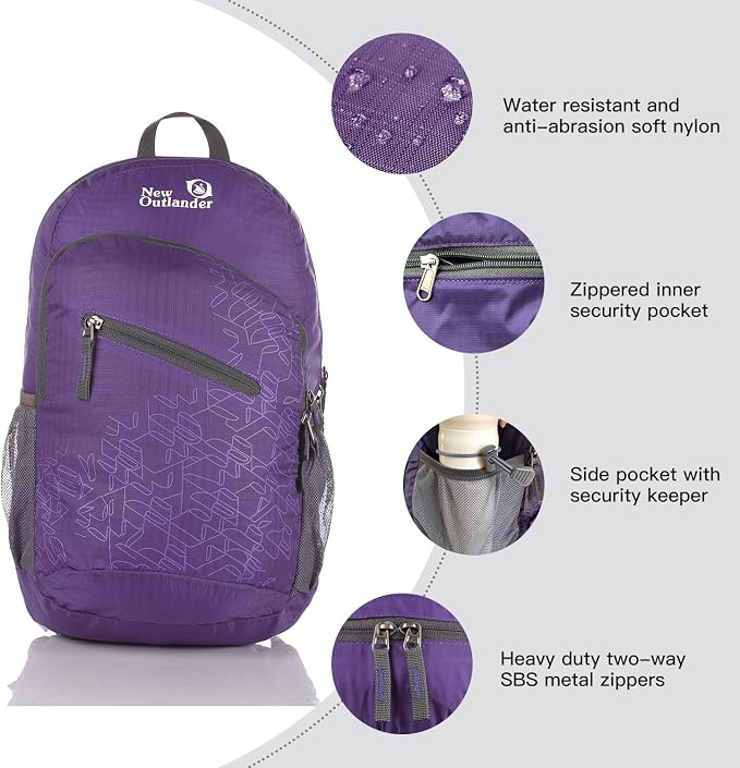 Outlander Packable Handy Lightweight Travel Hiking Backpack Daypack - Image 3