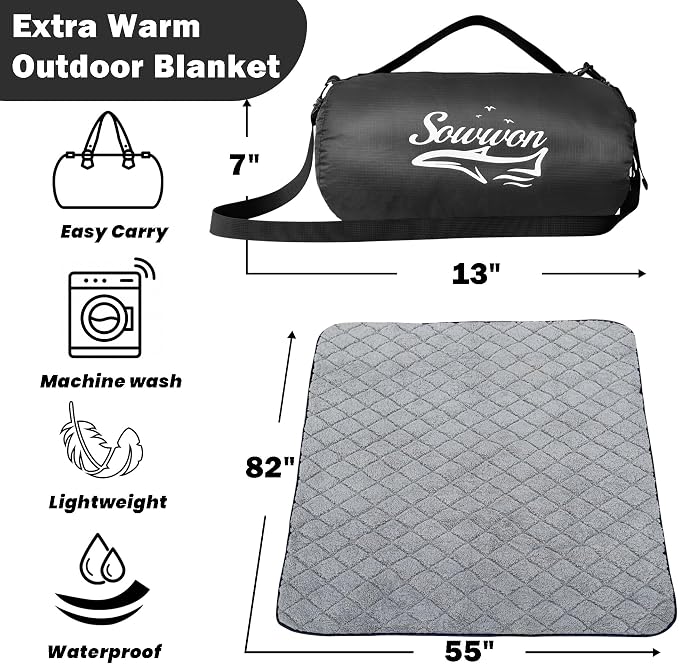 Waterproof Outdoor Blanket 82”X 55” Packable, Stadium Blankets - Image 2